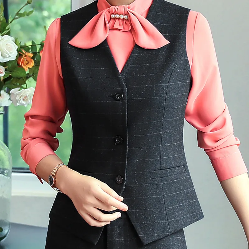 Модный деловой клетчатый жилет новинка 2018 рабочая одежда Униформа облегающие