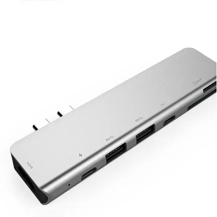 7 в 1 тип-c концентратор адаптер двойной USB-C USB3.0 к HDMI SD/TF кард-ридер PD
