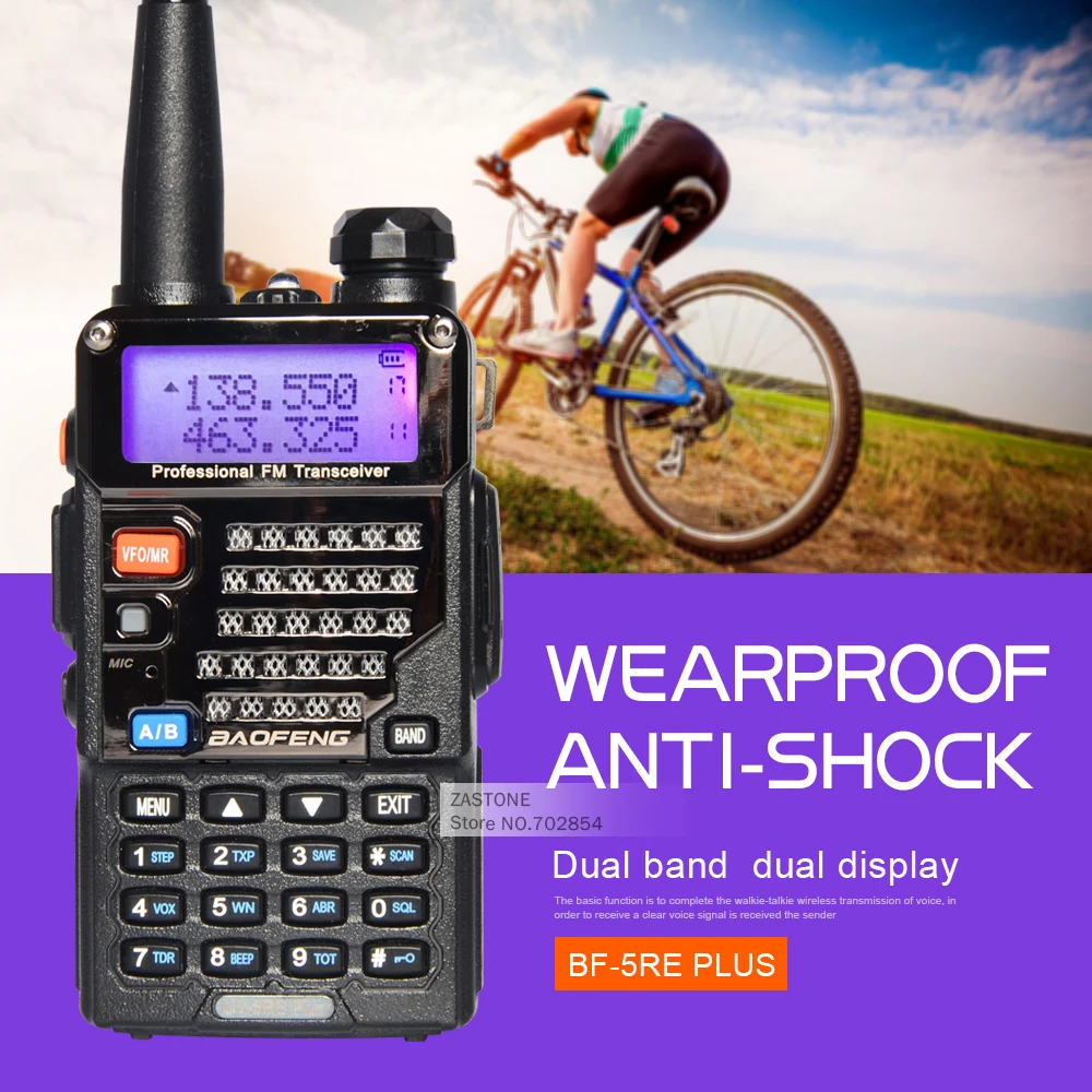 Портативная Любительская рация Baofeng UV 5RE Plus 5W walkie talkie 128CH UHF/VHF Ham с двойным