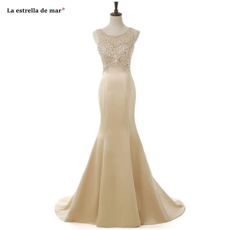 

Vestido de madrinha 2021 new satin crystal champagne gold purple royal blue white red silver bridesmaid dress long damigella