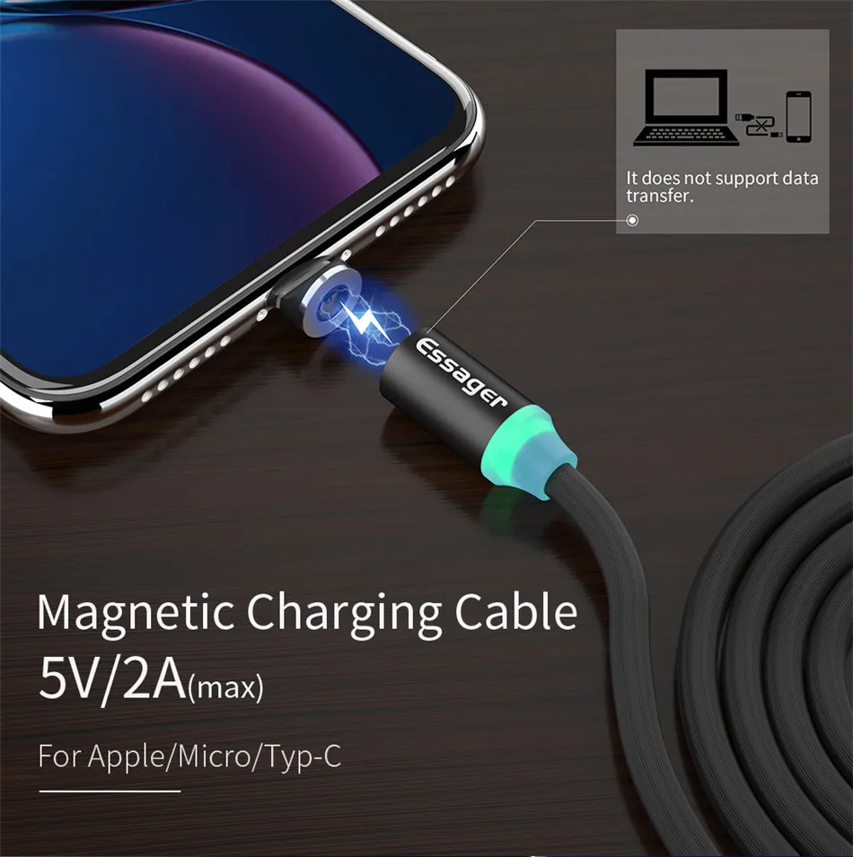 Магнитный usb-кабель Essager для iPhone, Магнитный зарядный шнур type C mi cro, usb-кабель для Xiaomi mi 9 8 samsung S10 S9 S8 S7