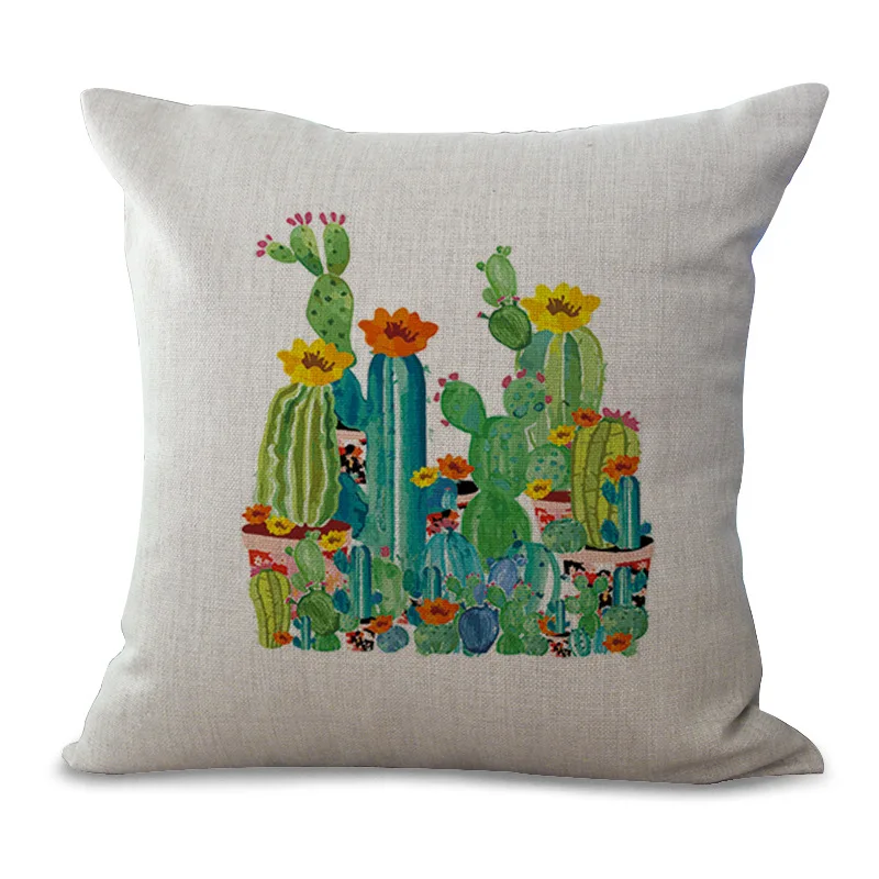 Креативная Подушка с изображением кактуса чехол из хлопка и льна наволочка для
