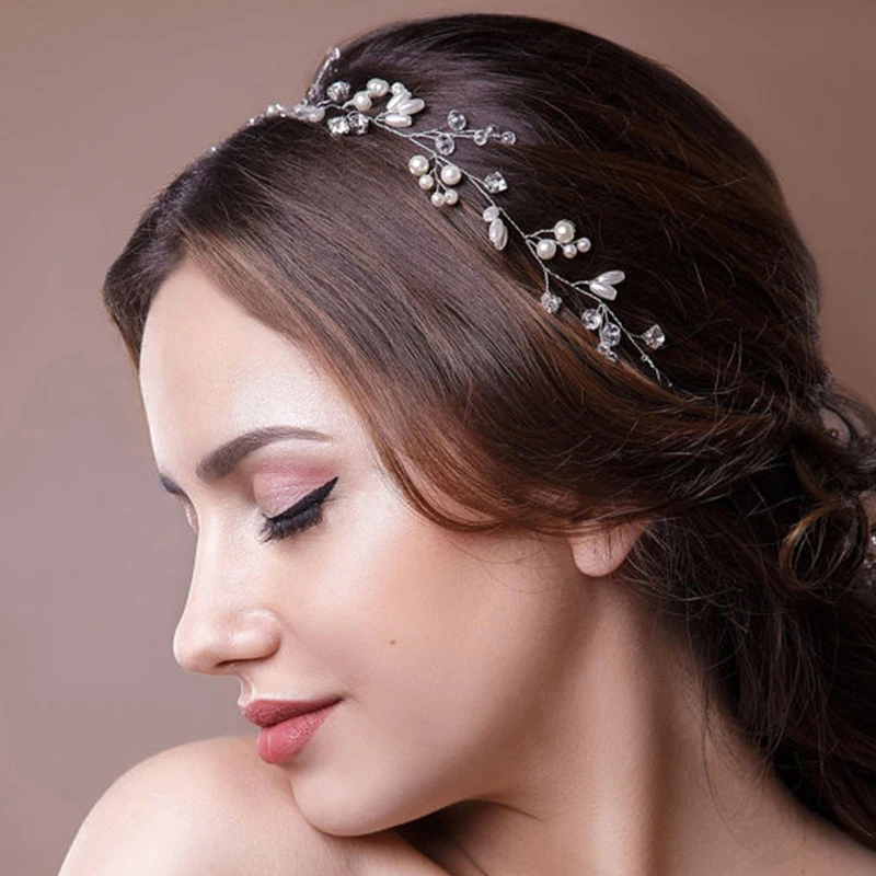 Мода ручной имитация жемчуга свадебные hairbands Стразы головной убор повязка
