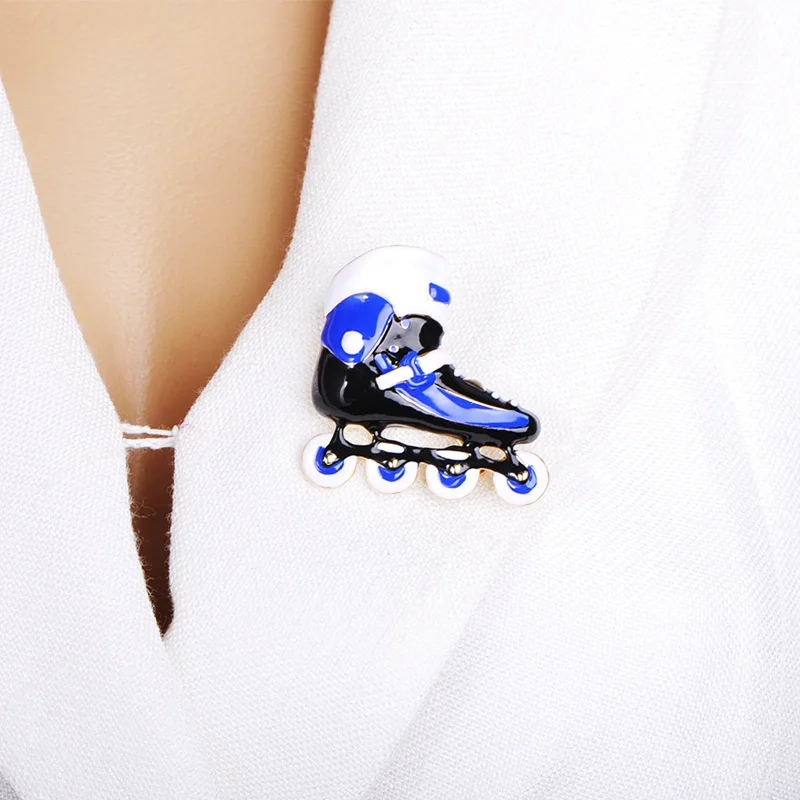 Blucome эмаль обувь для роликов Форма Броши Булавки женщин детей Золотой яркий цвет