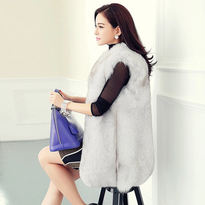 Высококачественный жилет из лисьего меха Новый Модный меховой импортное пальто