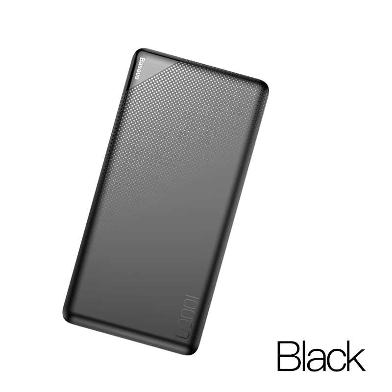 Baseus 10000 мАч Внешний аккумулятор для iPhone, мобильный телефон, внешний аккумулятор, Мини Портативный внешний аккумулятор, зарядное устройство с двумя usb-портами, внешний аккумулятор - Цвет: Black Power Bank