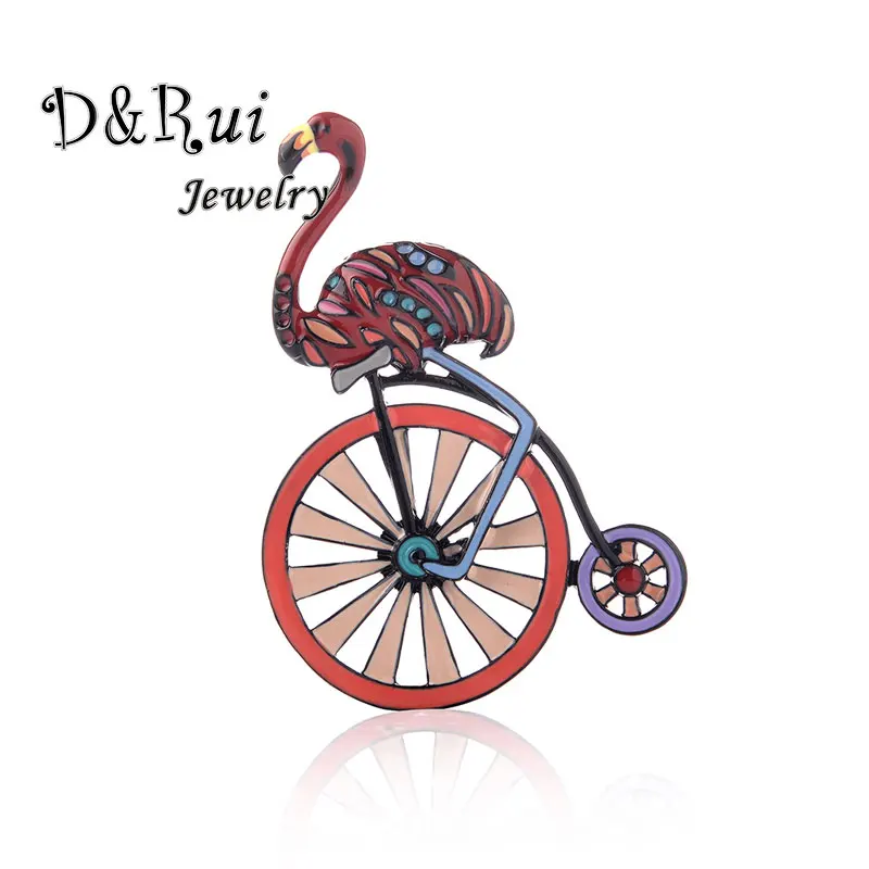 

Enamel Flamingo Wheel Brooch Pins Cute Bird Enamel Brooches For Men Women Suits Dress Hat Collar Scarf Buckle Christmas Present