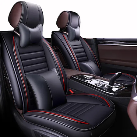 Black Luxury Передний+ задний) кожаные чехлы на сиденья для peugeot 206 407 508 308 301 3008 205 106 307 207 Автомобильный чехол для сиденья - Название цвета: Black Luxury