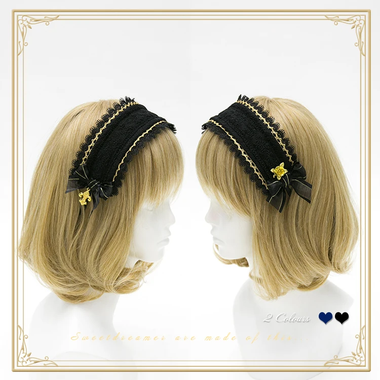 

Dublin Bay Handmade Vintage Lace Bows Hairband KC Lolita Sweet Daily Headband Headwear 2 Colors