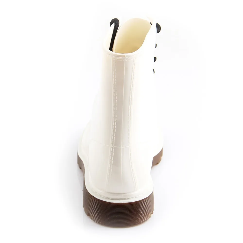 New Women's Leather QUALITY Rain boots Waterproof lace up wellies shoes | Обувь