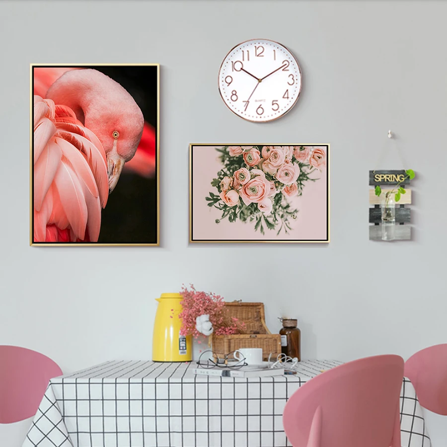 ASAPFOR Flamingo Wall Art Canvas Painting for Bedroom Pink Flower Print Abstract Woman Poster Birds Decorative Pictures | Дом и сад