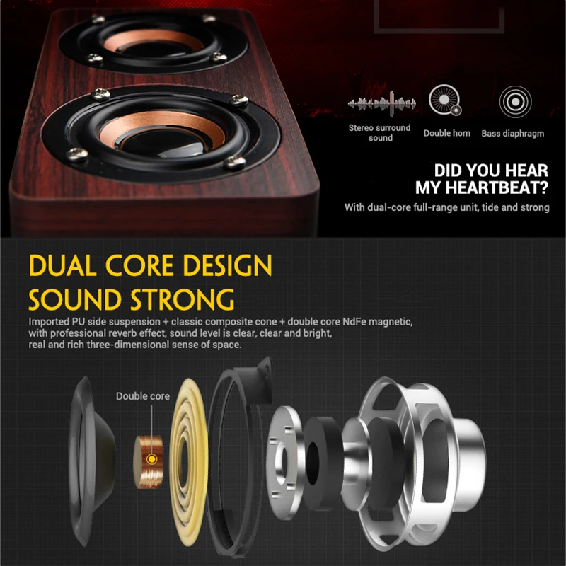 Obafu Деревянный беспроводной Bluetooth динамик Портативный hifi шок бас динамики TF caixa де