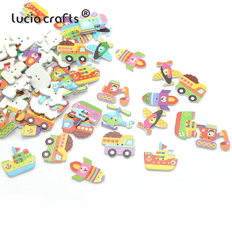 Lucia crafts 12 шт./лот случайный смешанный Мультяшные деревянные пуговицы с 2 отверстиями для шитья одежды ручной работы аксессуары DIY ремесло E0226