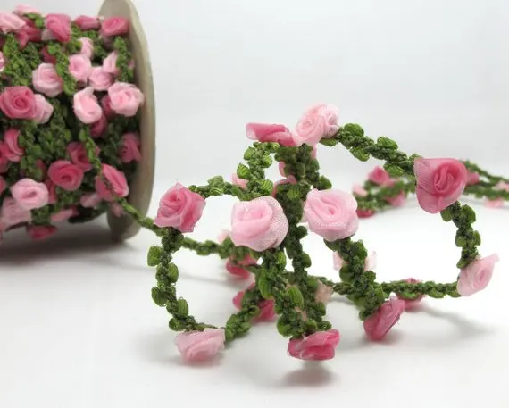 2 ярда желтые и оранжевые бутоны розы тканая лента рококо отделка | Декоративная