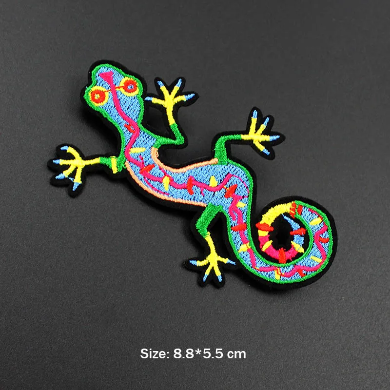 Милая вышитая нашивка для одежды Gecko аппликация рюкзака жакет джинсов