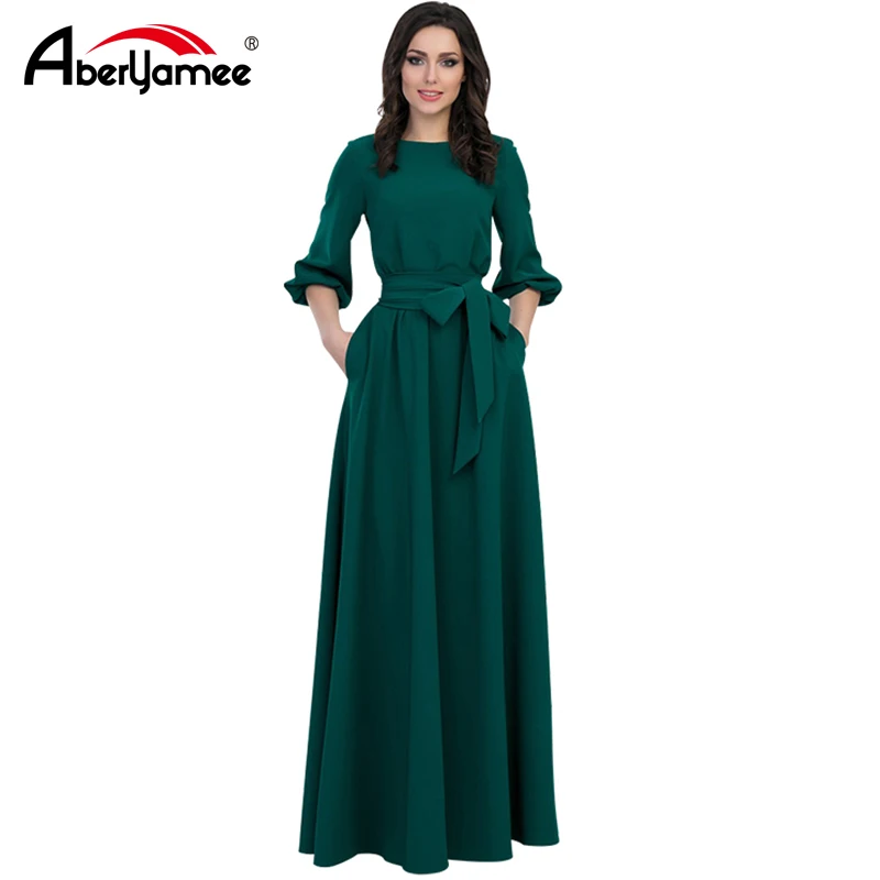 Плюс размер осеннее женское длинное платье с круглым вырезом Новое богемное