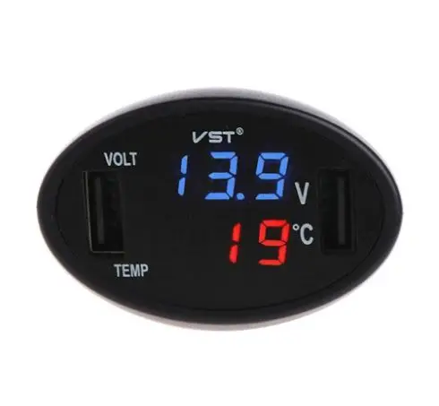 Автомобильный цифровой светодиодный термометр VST вольтметр зарядное устройство