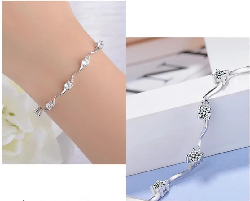 925 серебряный браслет для тенниса AAA CZ Bling Четыре Зубца кубический цирконий мужчин