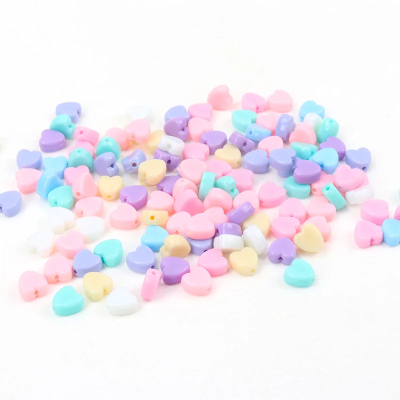 100 шт. разноцветные акриловые бусины разделители в форме сердца для рукоделия 9x8