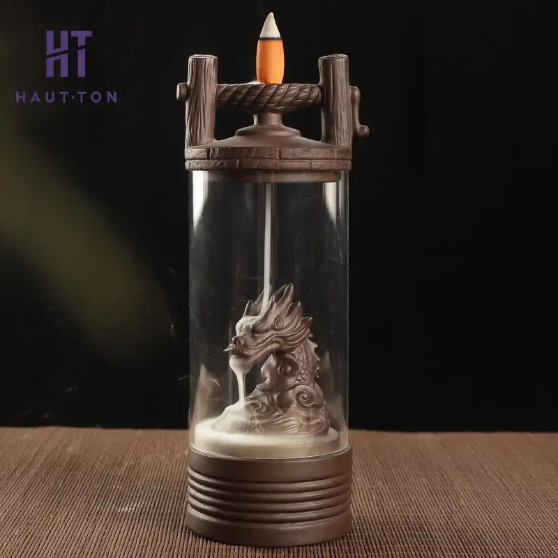 Новая благоприятная башня дракона горелка для благовоний прозрачная крышка