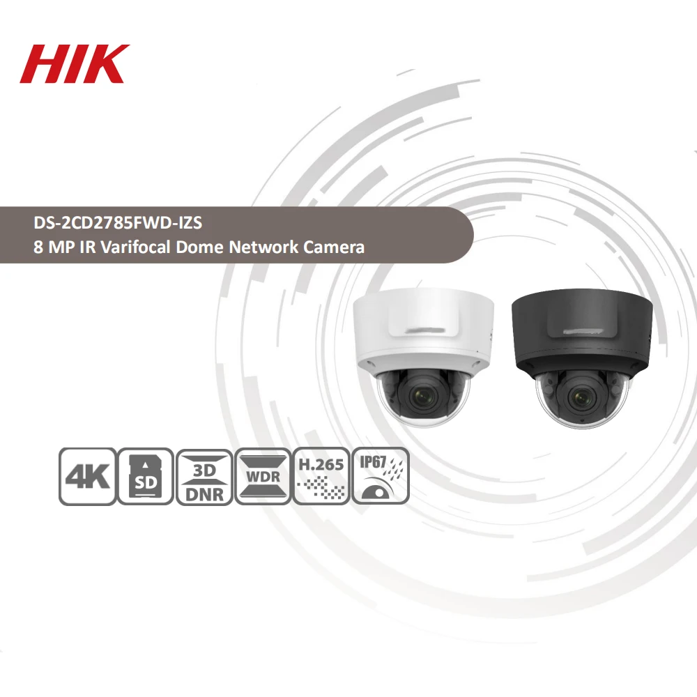 Предварительная Hikvision DS-2CD2785FWD-IZS купол Камера 8MP POE IP CCTV Камера 50 м ИК IP67 IK10 H.265+ 2,8-12 мм с переменным фокусным расстоянием 10 шт./лот