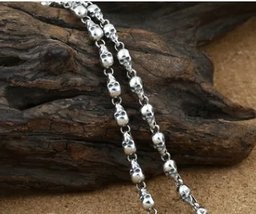 

100% real 925 silver necklaces skull necklace for men