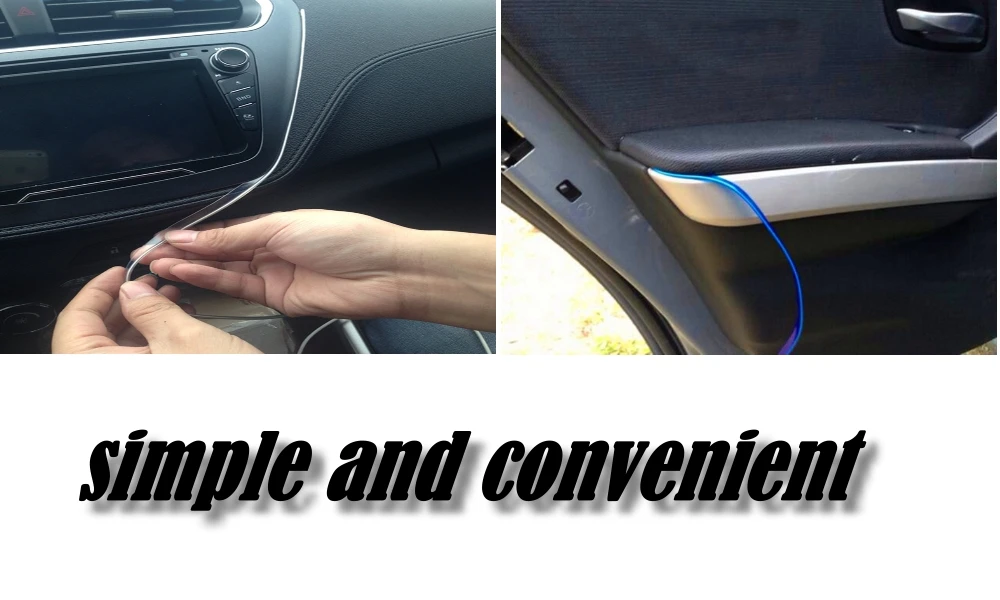 Автомобильный атмосферный светильник гибкий неоновый EL Wire интерьерный