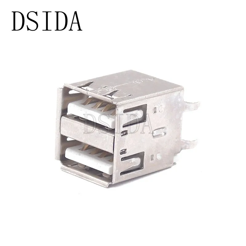 Двойной разъем USB типа A для пайки 10 шт. печатной платы вертикальный 4-контактный с