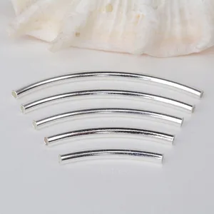 1 шт., 2 мм цельный разъем из стерлингового серебра 925 пробы с бусинами для изготовления ожерелий и изогнутая прокладка трубки, 1 шт.