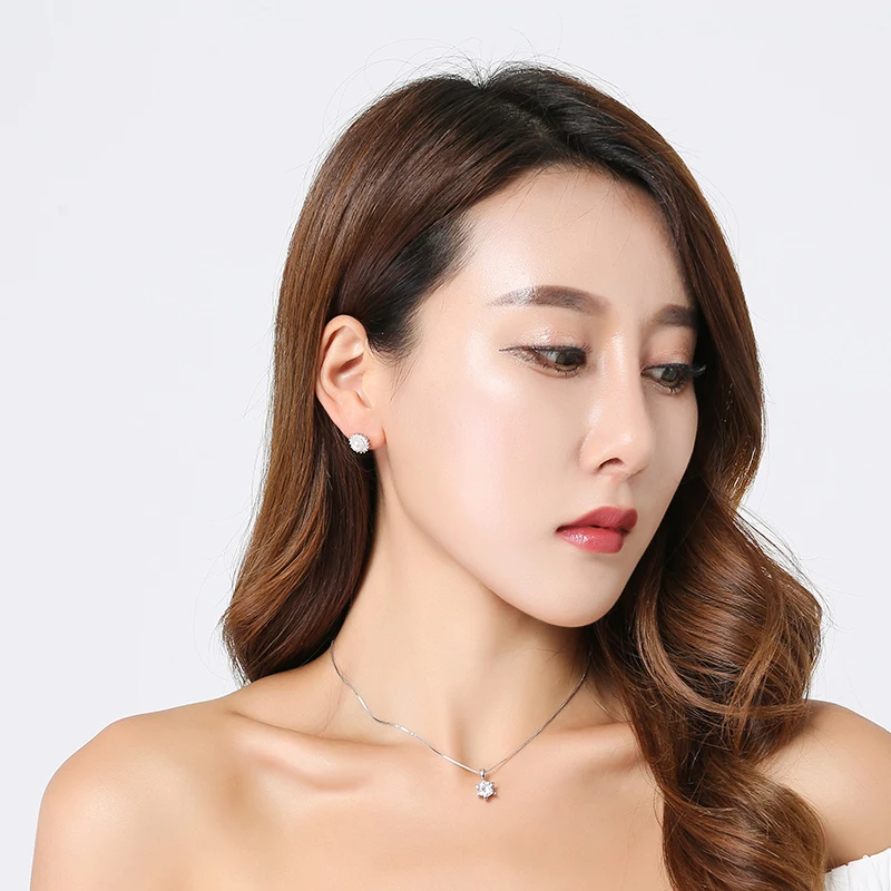 Fashionable long necklace silver 925 jewelry snowflake shape statement choker necklaces gift for family ZPS01595 | Украшения и