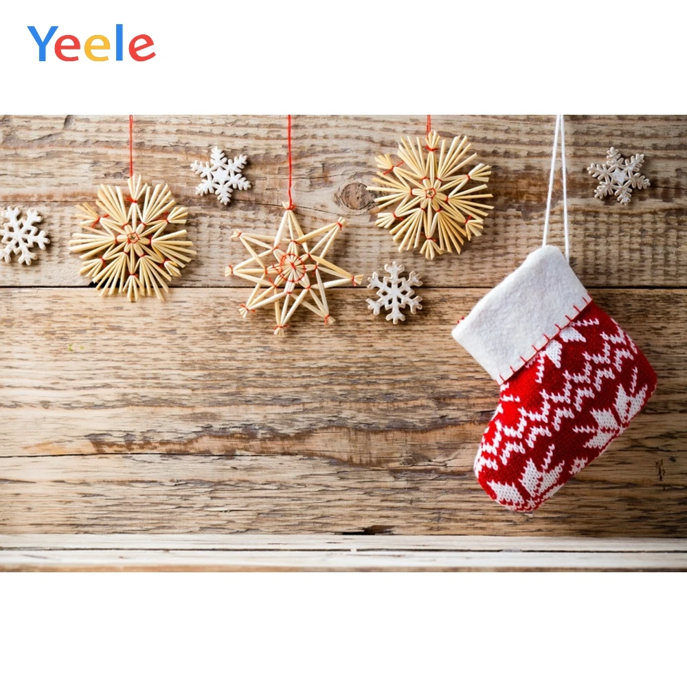 Фон для фотосъемки Yeele с изображением Рождества звезд чулок снежинок деревянной