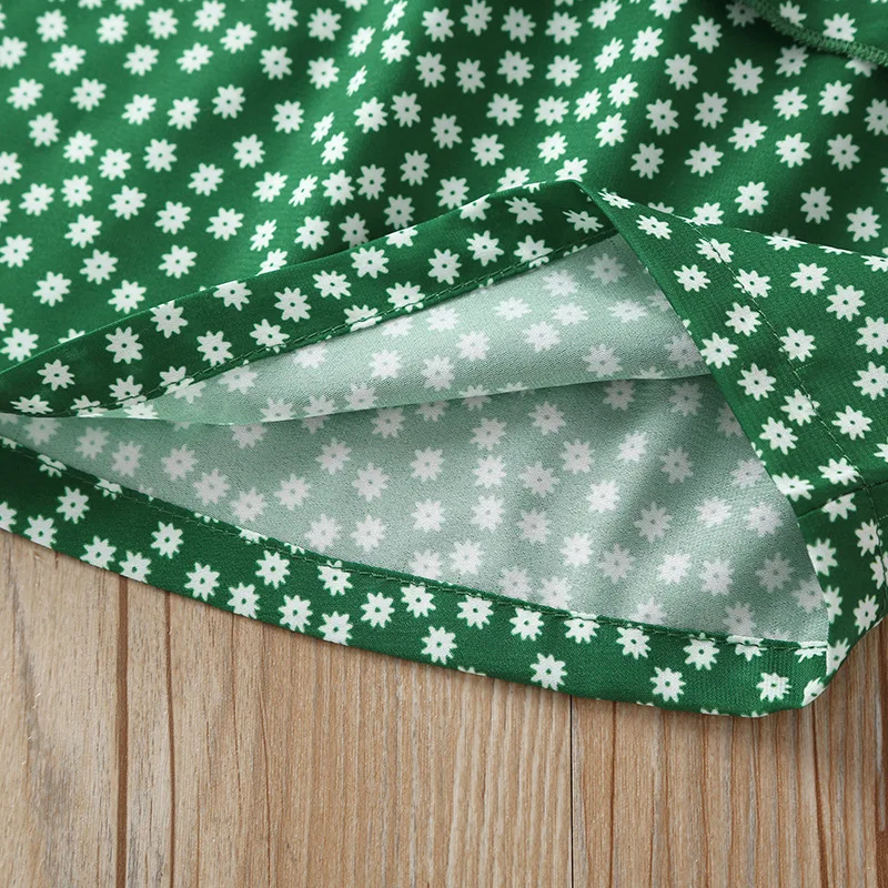 Новинка блузка с оборками на рукавах chifuna зелеными цветами рубашки для девочек