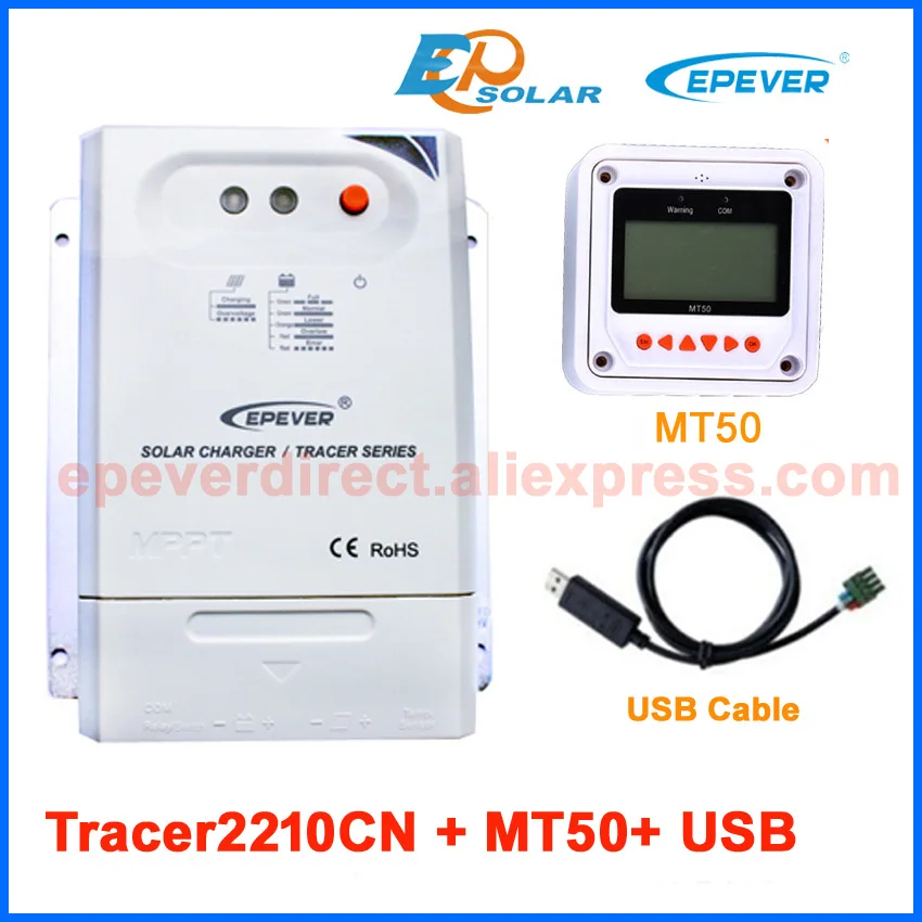 

Solar Portable Controller 12V 24V automatic work EP series MPPT Tracer2210CN 20A 20amps USB cable and MT50 remote Meter