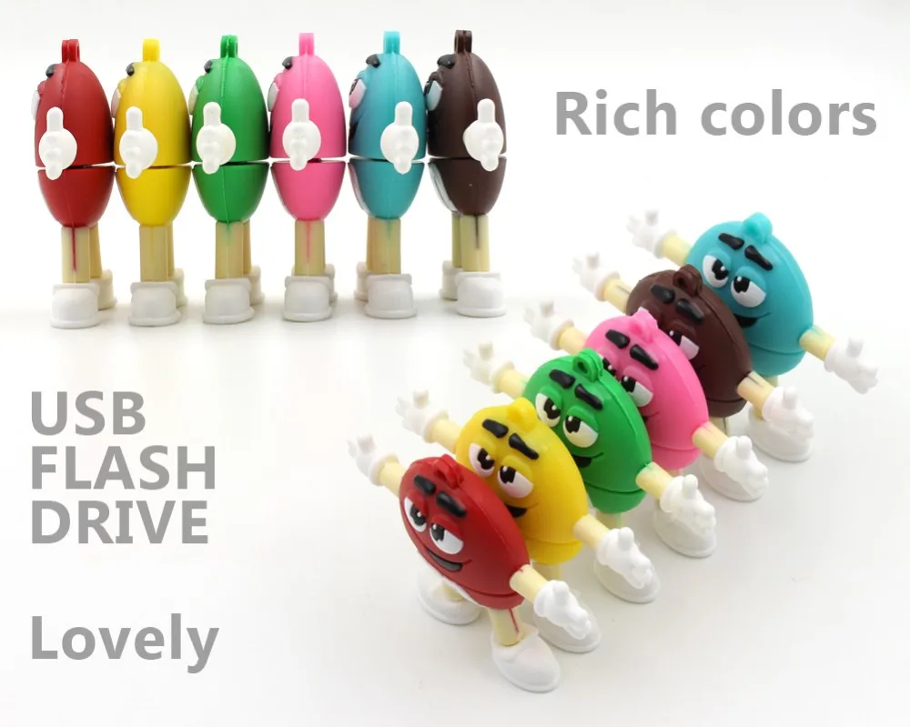 Usb флеш-накопитель, флеш-накопитель, 8 ГБ, 16 ГБ, 32 ГБ, 64 ГБ, 128 ГБ, u диск, милый мм, радуга, бобы, объемная флеш-карта