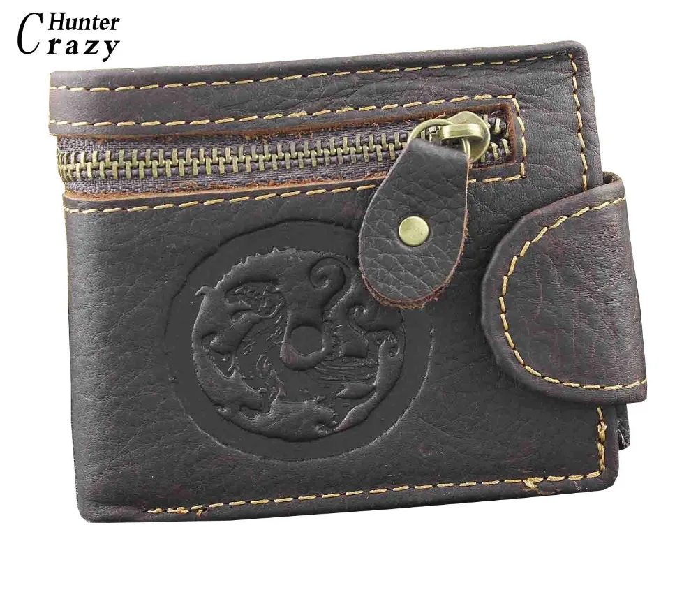 Мужской Байкерский винтажный кошелек из искусственной кожи на молнии с