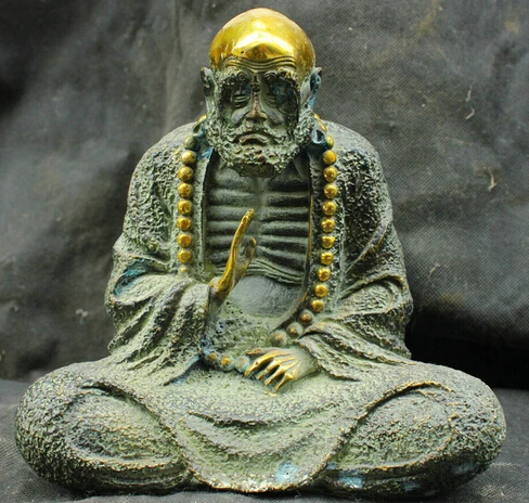 Бесплатная доставка Китайский Фэншуй старая Античная бронзовая латунная статуя