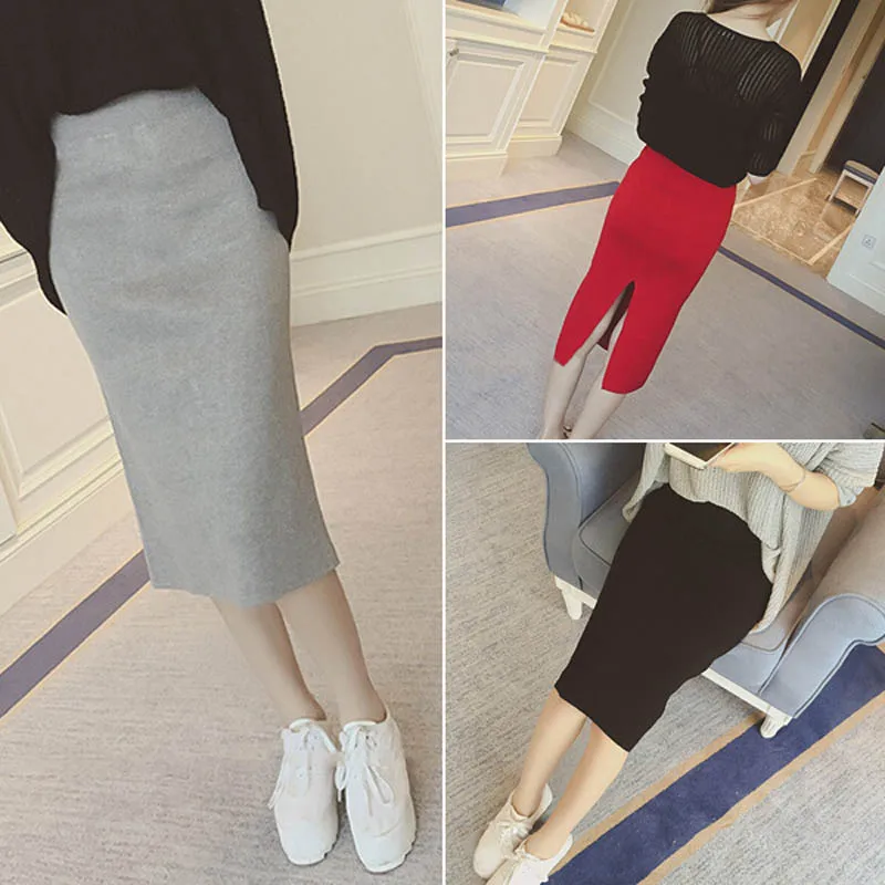 

2016 Spring autumn and winter when the bag hip skirt step skirt stretch slim slim skirt waist in female