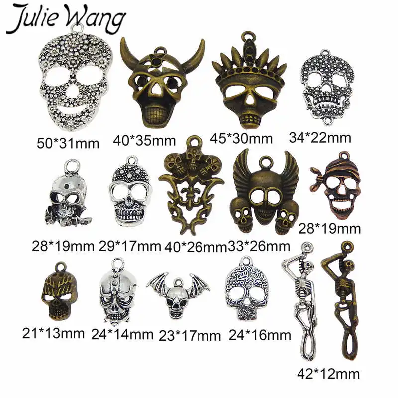 Julie Wang 15 шт. Смешанные Украшения на Хэллоуин Череп Демон Скелет Антикварные цвета