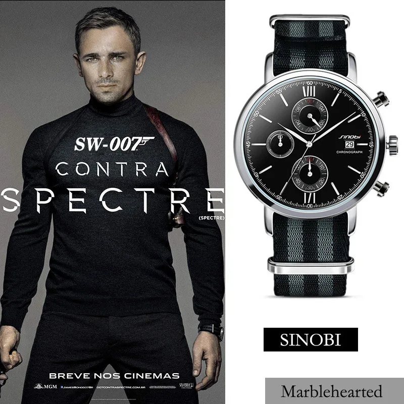 SINOBI Для мужчин Спорт военные часы НАТО нейлон ремешок для часов мужской