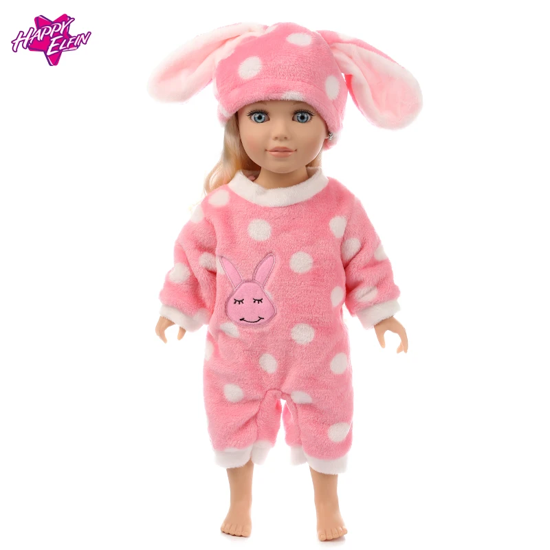 Одежда для куклы подходит для мальчиков и девочек на 18 дюймов/45 см в комплекте с милой шапкой с кроликом одежда для куклы Подарки на день рождения детям.
