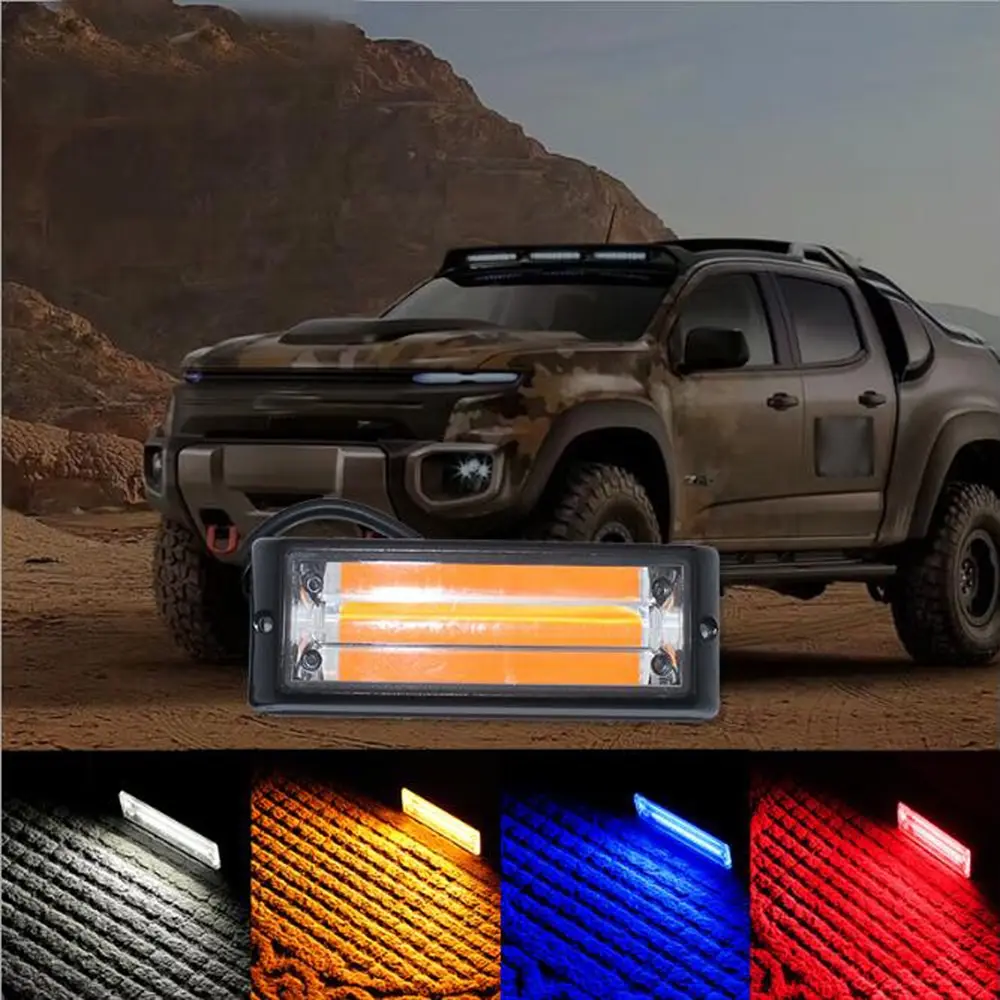 

DC12-24V Car LED Side COB Light In The Grid Grille Police Light Truck Off-road Car Constant Bright Flashing Strobe Lights