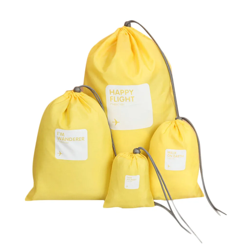 yellow 4 шт. сумка для хранения складной нейлоновый стиральный мешок грязная одежда сумка для хранения с завязкой закрыть мешок для домашнего белья 5,22 - Цвет: yellow