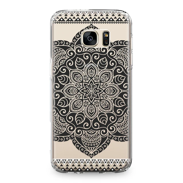 Прозрачный силиконовый чехол с изображением цветов мандалы для Samsung Galaxy S4 S5 S6 S7 Edge