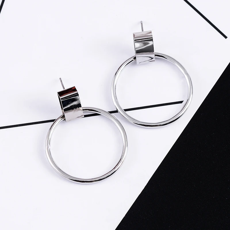 Женские круглые серьги в стиле панк XZP Boucle d'oreille большие висячие с подвеской