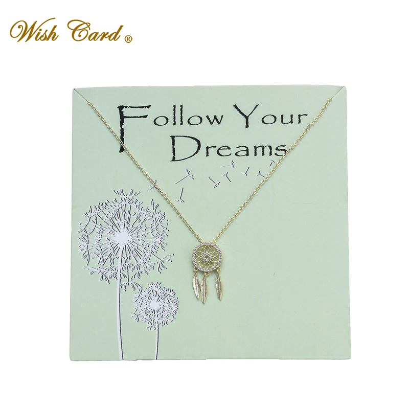 Кулон с надписью Wish Card Follow Your Dream ожерелье медной подвеской в виде Ловец снов