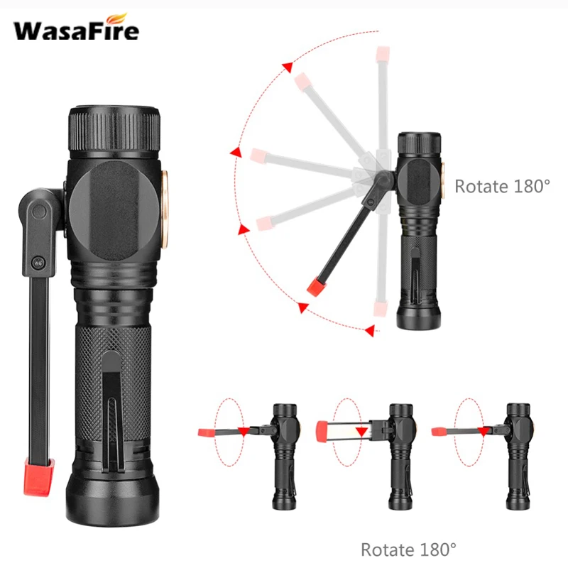 Wasafire T6 + COB светодиодный фонарик USB Перезаряжаемый Магнитный Lanterna лампа для