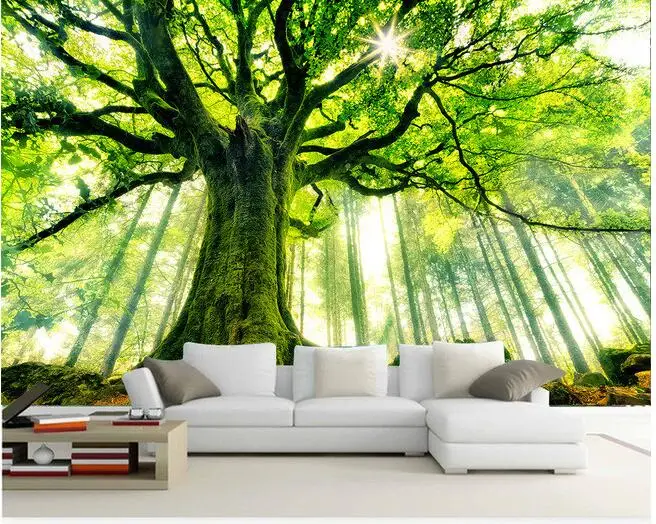 3d обои на заказ фотообои с зеленым деревом лес стена гостиная домашний декор