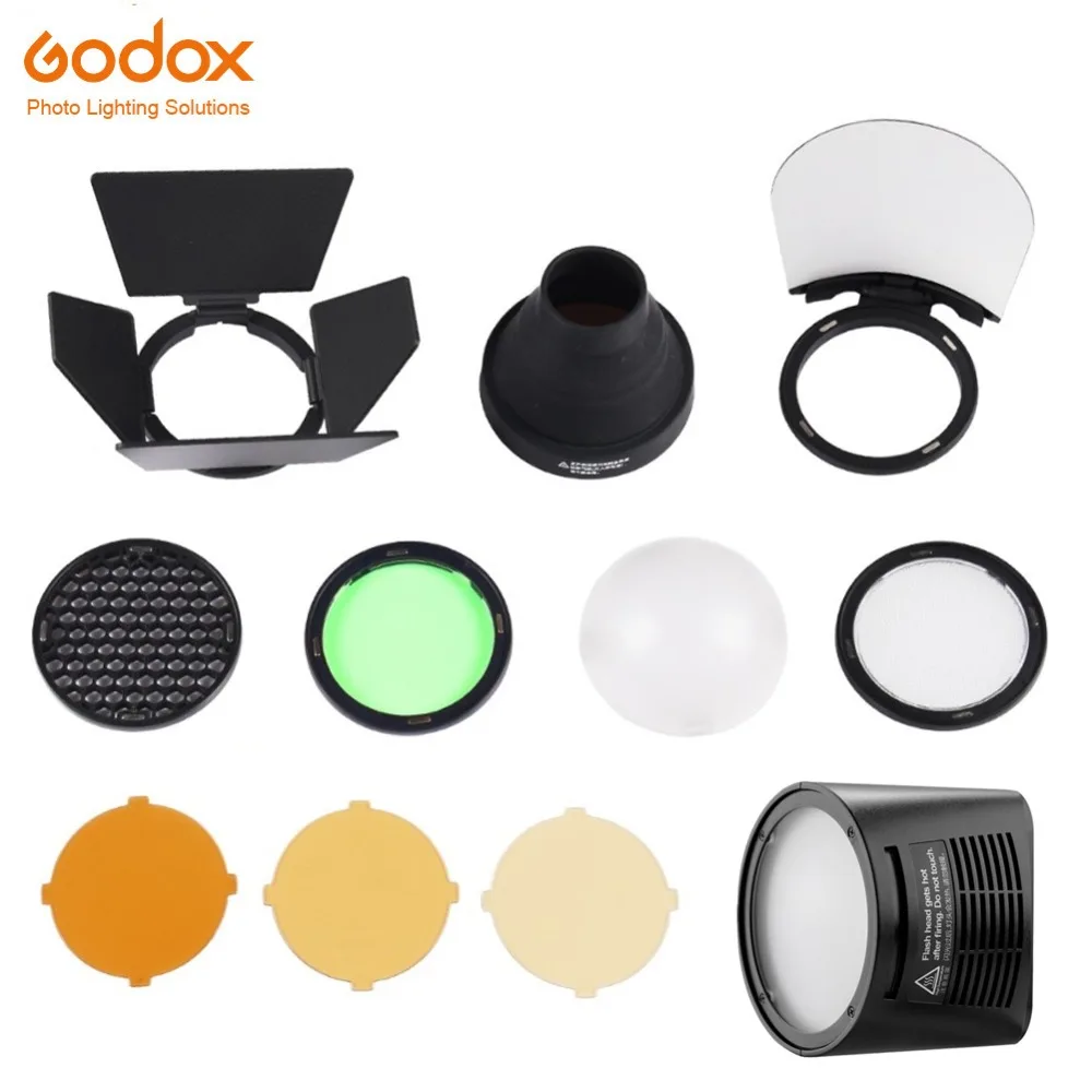Godox H200R удлинитель головки вспышки + AK R1 дверь сарая Snoot Цветной фильтр отражатель