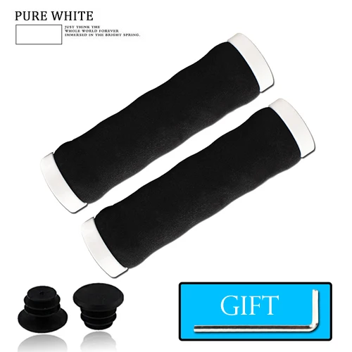White Bike Grips VICTGOAL велосипедные рукоятки противоскользящие губчатые велосипедные ручки с замочком отскок руль рукоятка Концевая заглушка 22 мм MTB велосипедные аксессуары - Цвет: White Bike Grips