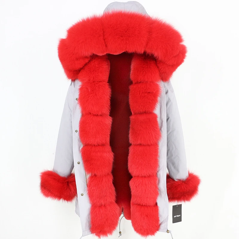 OFTBUY, Длинные парки, зимняя куртка, Женское пальто с натуральным мехом, отделка из натурального Лисьего меха, капюшон, верхняя одежда, уличная одежда, толстая, теплая, съемная